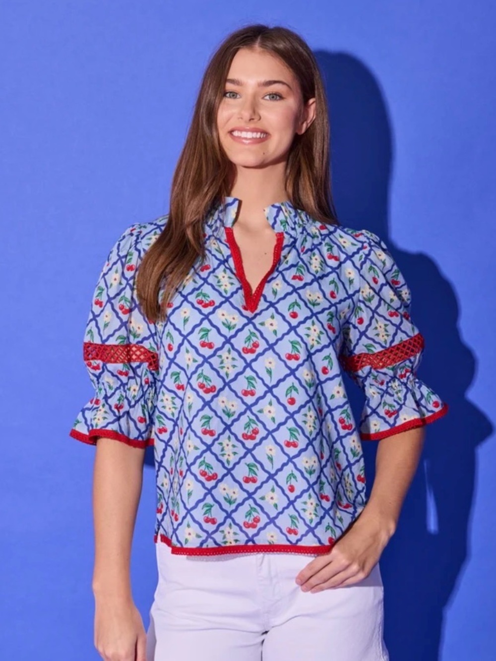 Alden Adair 🍒 Lottie Light Blue Cherry Top